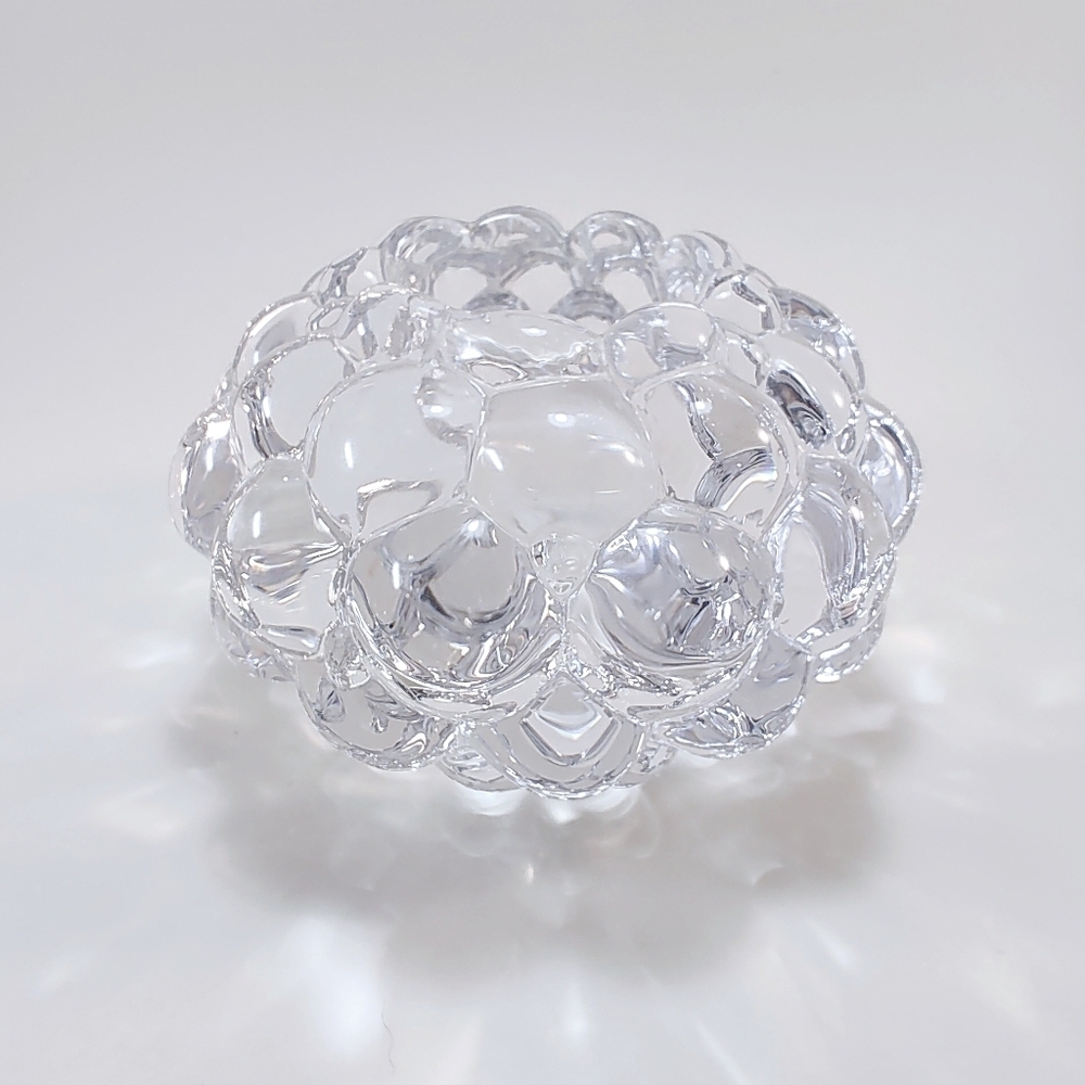 Vintage Orrefors Crystal Raspberry Votive Candle Holder Bubble Art Glass
